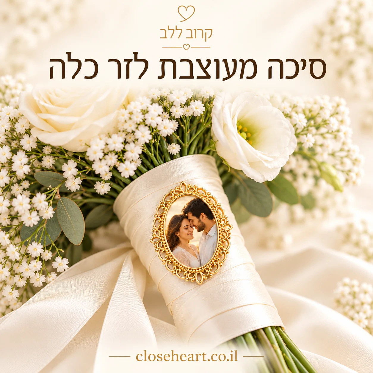 סיכת תמונה אובלית לזר כלה – 18×28 מ״מ